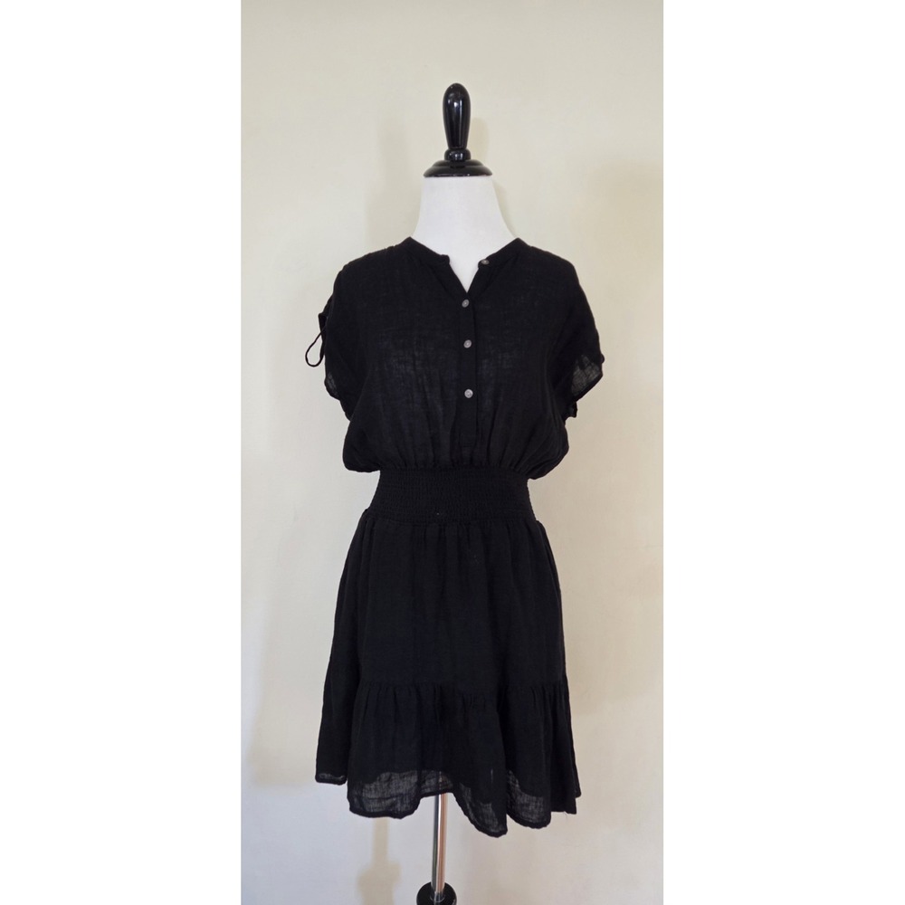 Rails Samina Cotton Linen Mini Dress Size XS # 14A 2415 Black